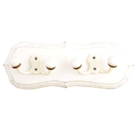 White Cream Double Loop Ceramic Iron Wooden Hooks